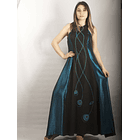 Vestido Largo Bicolor con Centro de Lino, solo M 2