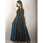 Vestido Largo Bicolor con Centro de Lino, solo M 1