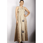 Vestido Largo Bicolor con Centro de Lino CRUDO 4