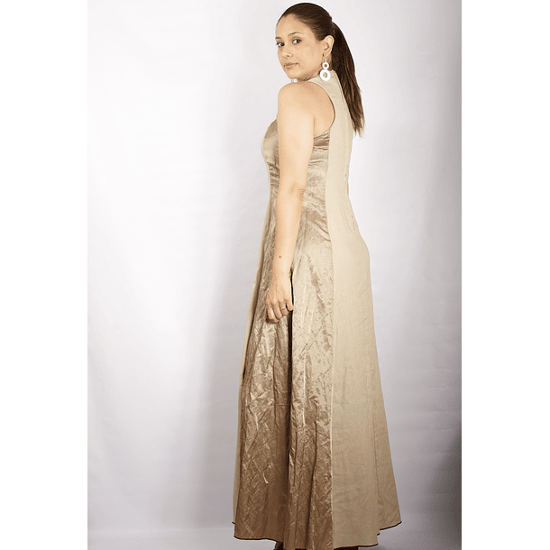 Vestido Largo Bicolor con Centro de Lino CRUDO 5