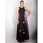 Vestido Largo Bicolor con Centro de Lino negro MORADO 2
