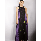 Vestido Largo Bicolor con Centro de Lino negro MORADO 1
