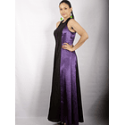 Vestido Largo Bicolor con Centro de Lino negro MORADO 5