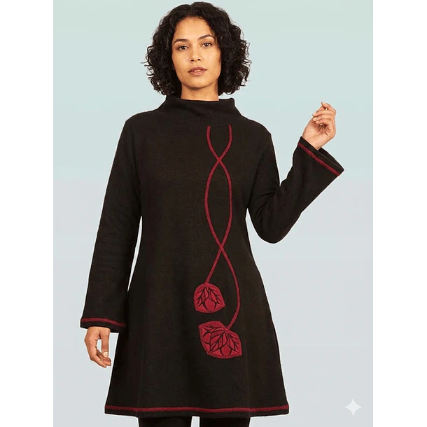 Vestido Queule lanilla negro sc 1