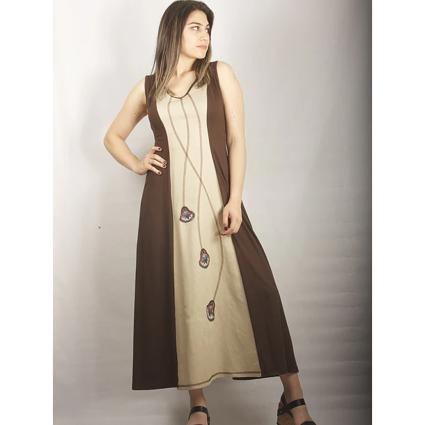 Vestido Icalma lino kaki sc KS20 SOLO L SALE 2