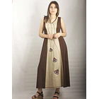 Vestido Icalma lino kaki sc KS20 SOLO L SALE 1