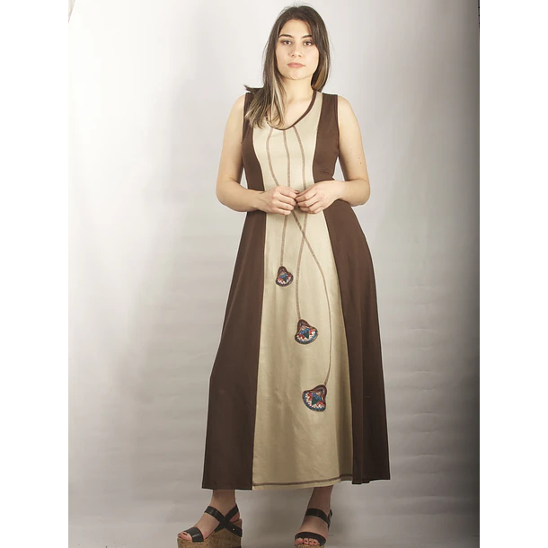 Vestido Icalma lino kaki sc KS20 SOLO L SALE 1
