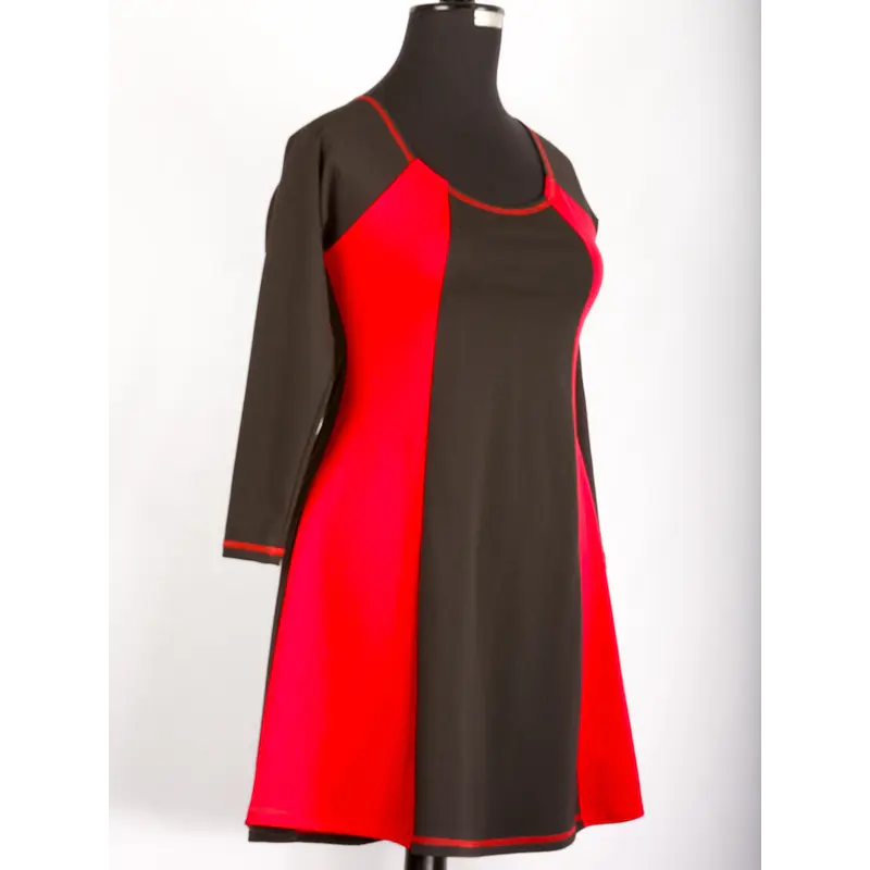 Vestido Bicolor SALE ks31 NE ROJO SOLO M