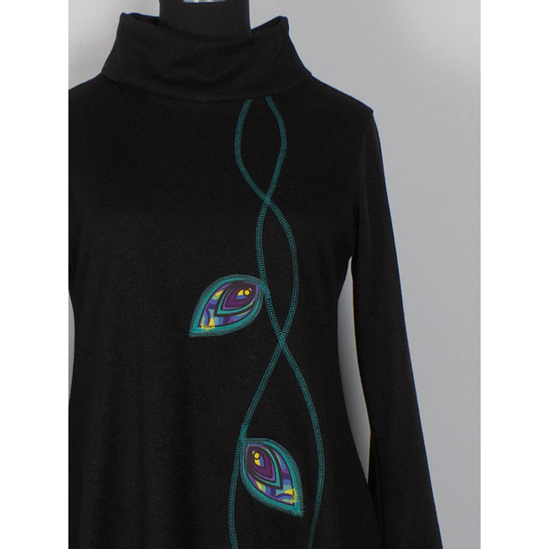 Vestido Queule lanilla negro turquesa 3