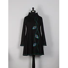 Vestido Queule lanilla negro turquesa 1