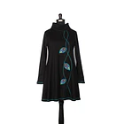 Vestido Queule lanilla negro turquesa 1