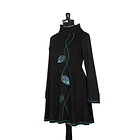 Vestido Queule lanilla negro turquesa 3