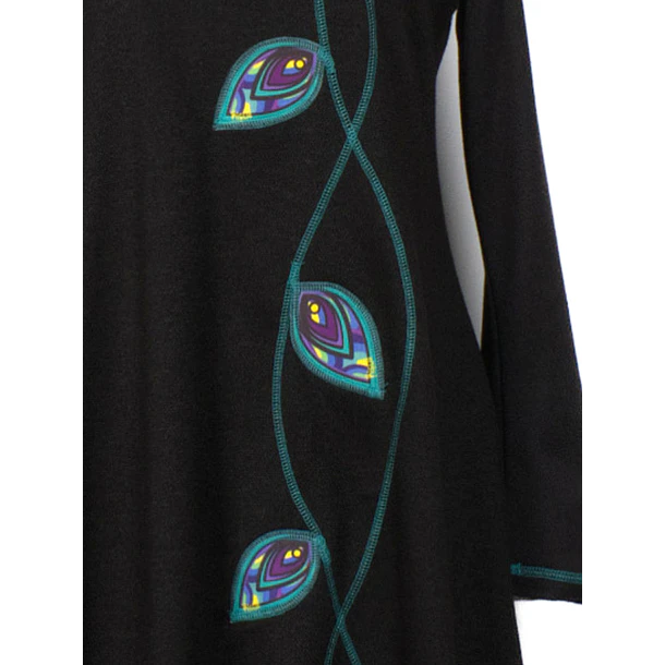 Vestido Queule lanilla negro turquesa 4