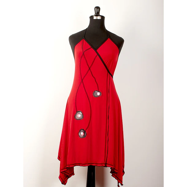 Vestido doble cruce rojo pabilos Talla S KS10 1