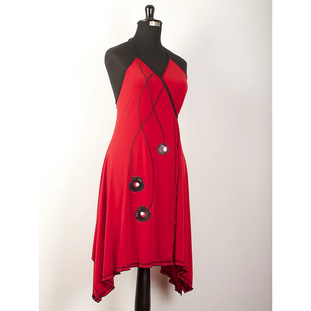 Vestido doble cruce rojo pabilos Talla S KS10 2