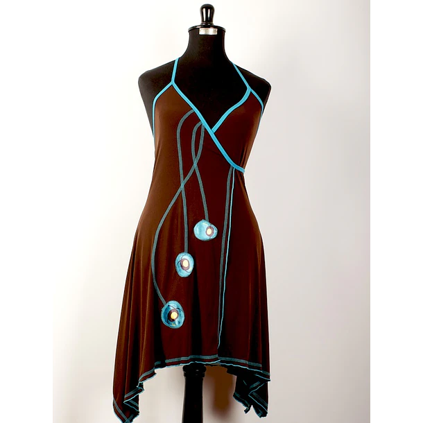 Vestido doble cruce cafe pabilos Talla S KS10 1