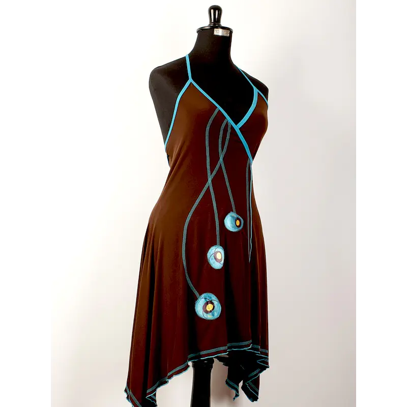 Vestido doble cruce cafe pabilos Talla S KS10
