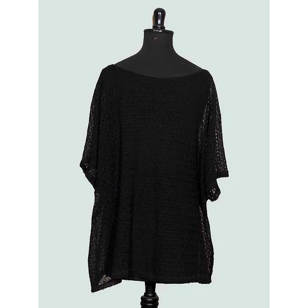 Blusa Fer cuadrada negro y crudo 3