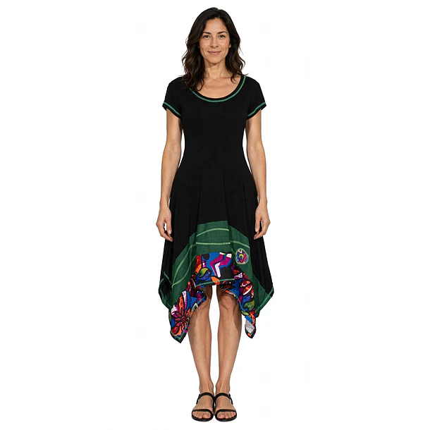 Vestido Kuyan negro verde  1
