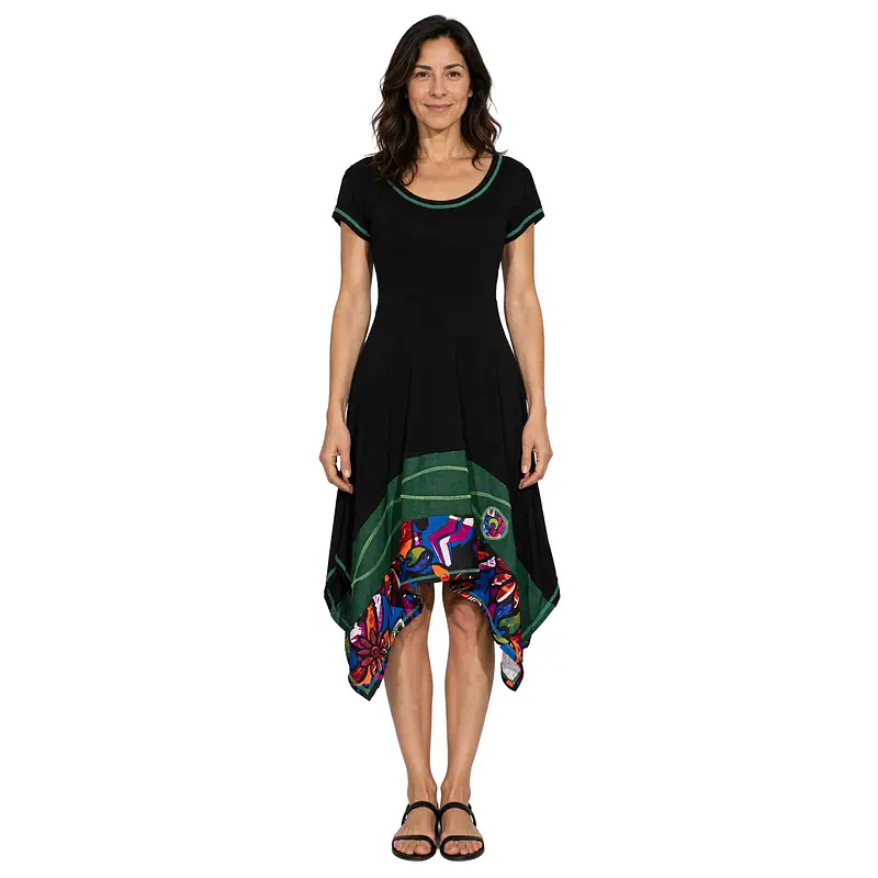 Vestido Kuyan negro verde 