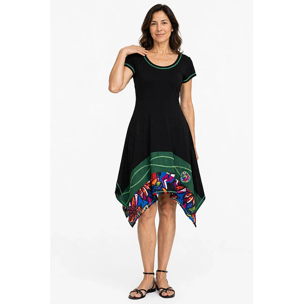 Vestido Kuyan negro verde  2