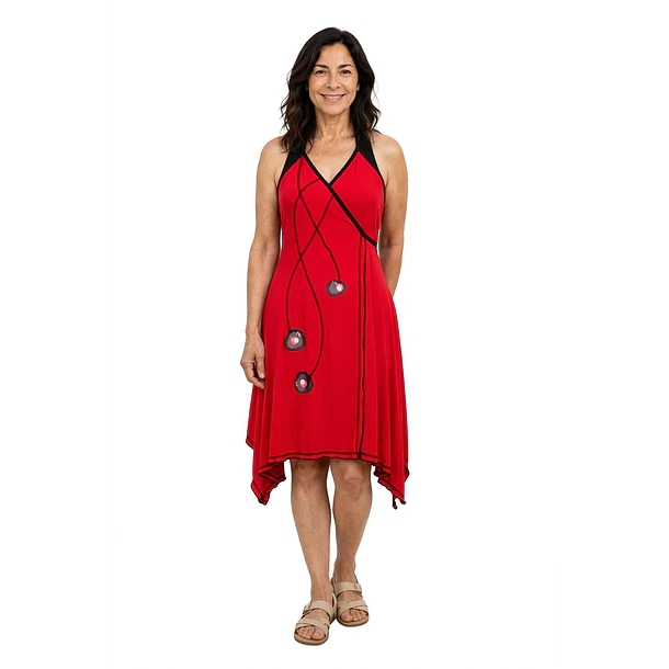 Vestido doble cruce rojo pabilos Talla S  1