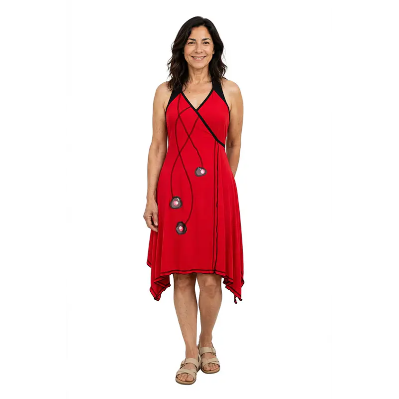 Vestido doble cruce rojo pabilos Talla S 
