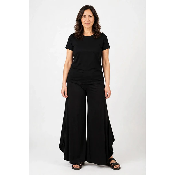 Pantalón palazzo algodón Valencia negro L/XL 1