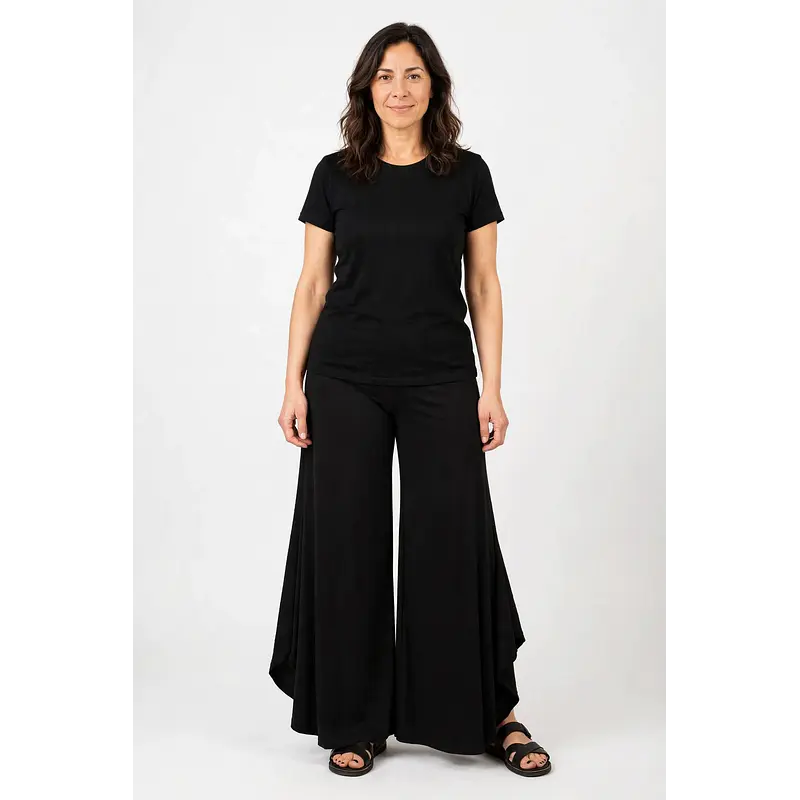 Pantalón palazzo algodón Valencia negro L/XL