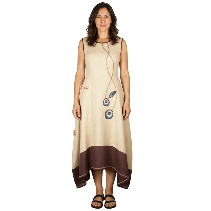 Vestido Tupahue lino tierra S-M
