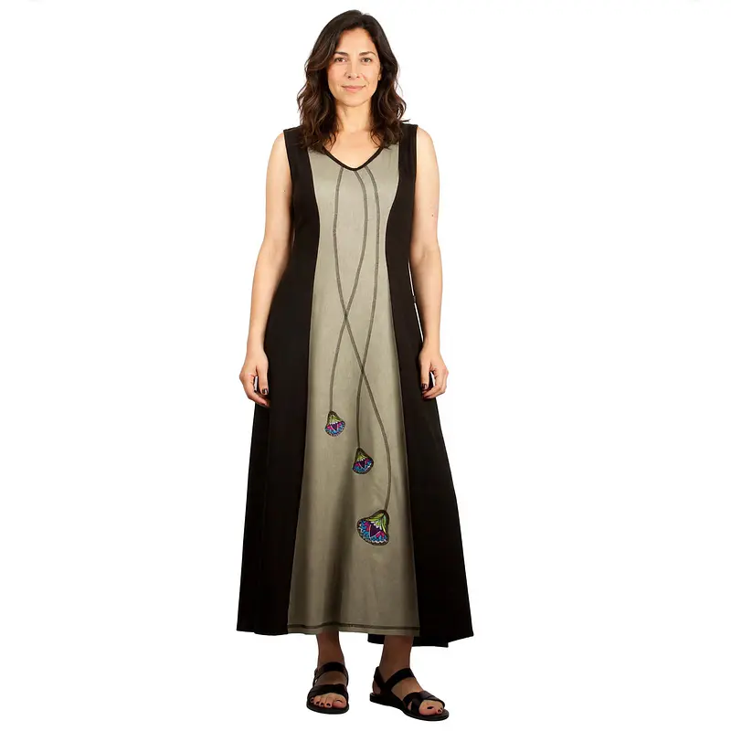 Vestido Icalma lino kaki 