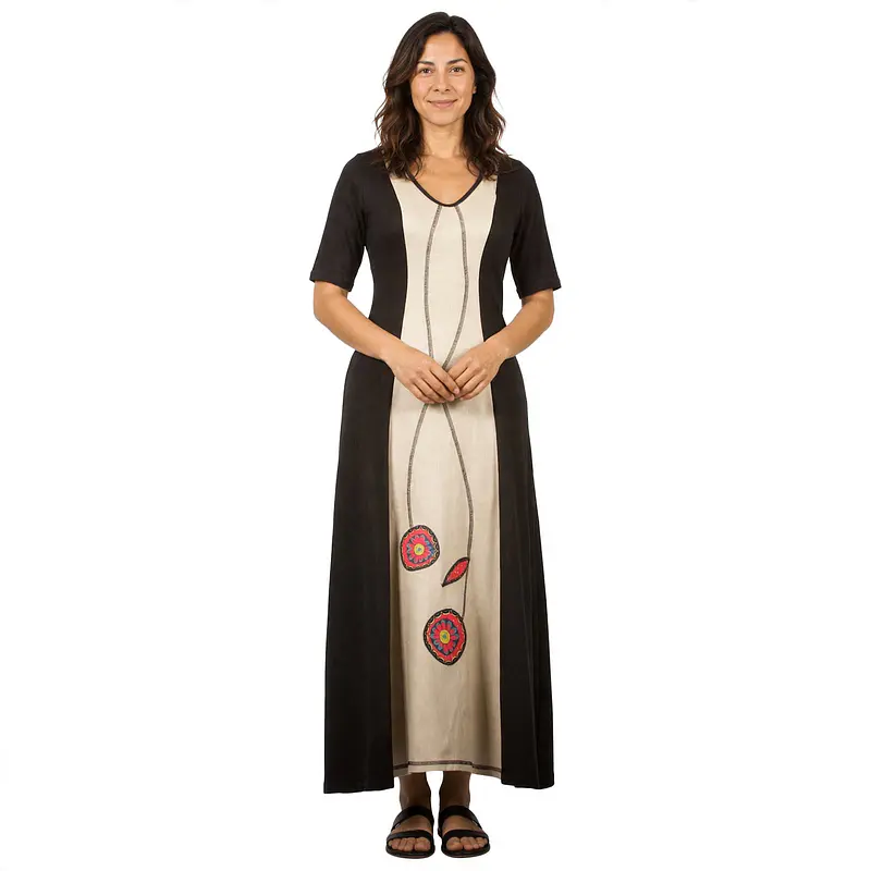 Vestido Maya Negro  Crudo L´-XL