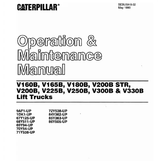 Manual de operación y mantenimiento Caterpillar V160B