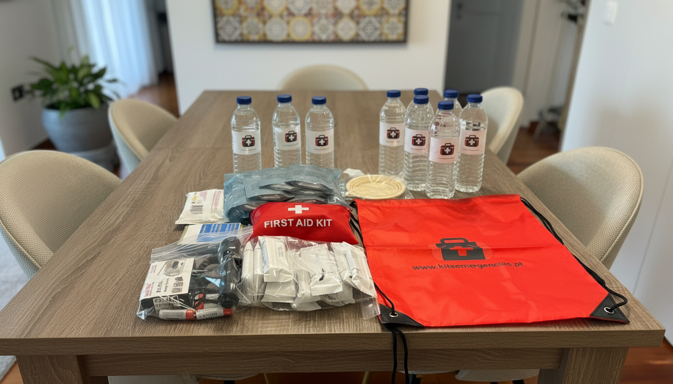 Kit de emergência organizado para situações de apagão