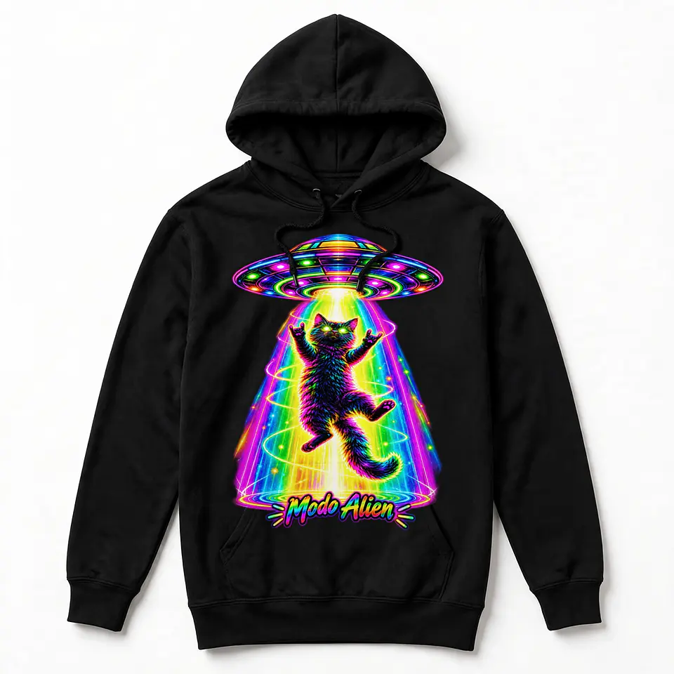 PNG Gato Alienígena Modo Alien | Gato Espacial Psicodélico Neón 4