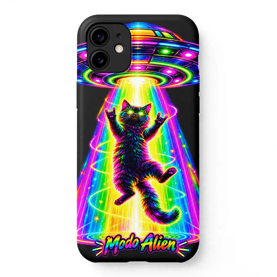 PNG Gato Alienígena Modo Alien | Gato Espacial Psicodélico Neón 6