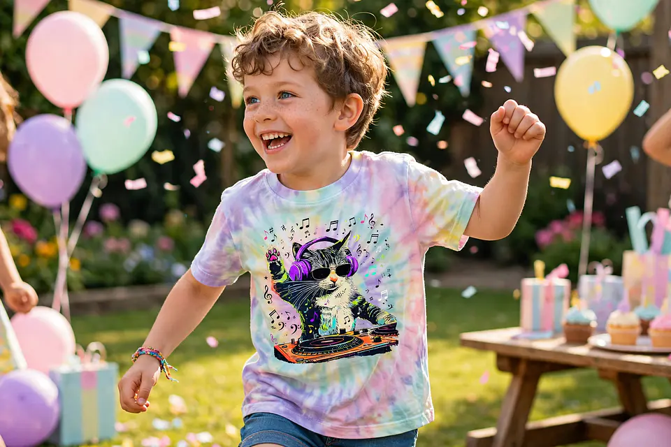 Gato DJ PNG | Diseño Colorido para Estampar Poleras y Polerones 2