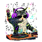 Pack Gato DJ PNG | Diseños Coloridos para Estampar Poleras, tazas, Polerones, sudaderas. - Thumbnail 1