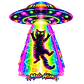 Gato en Modo Alien PNG fondo transparente | Gato Espacial Psicodélico Neón - Thumbnail 1