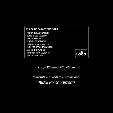 Placa de características para tablero