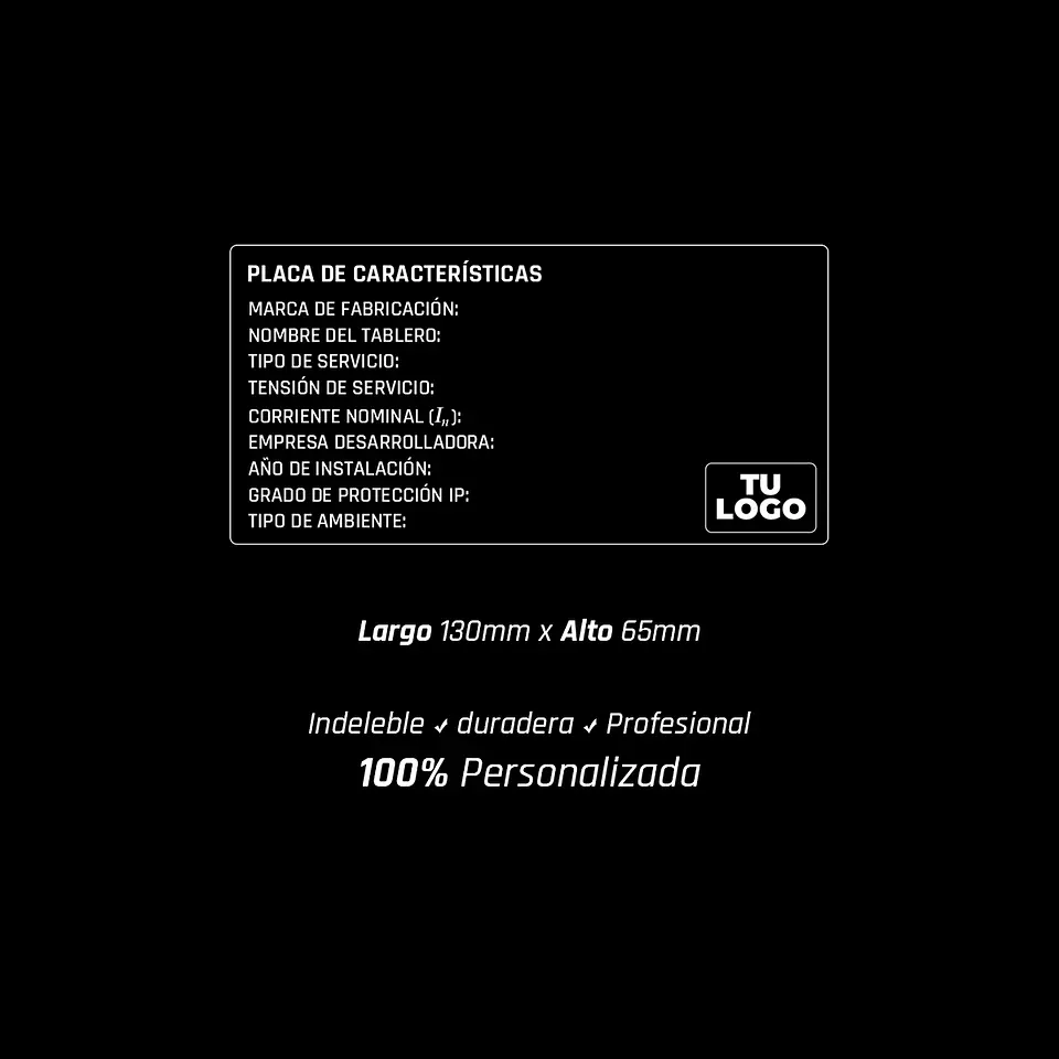 Placa de características para tablero 1