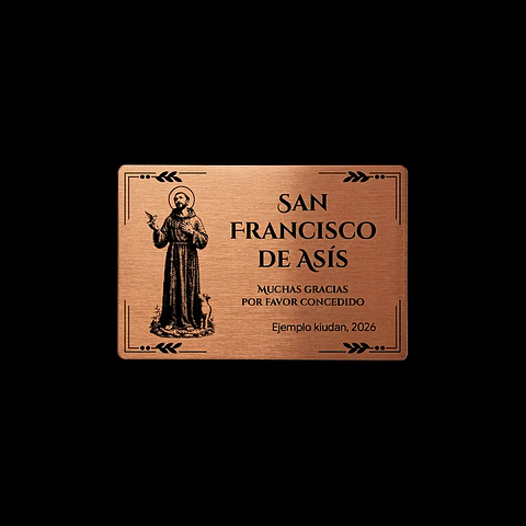 Placa Religiosa de Agradecimiento | San Francisco de Asís