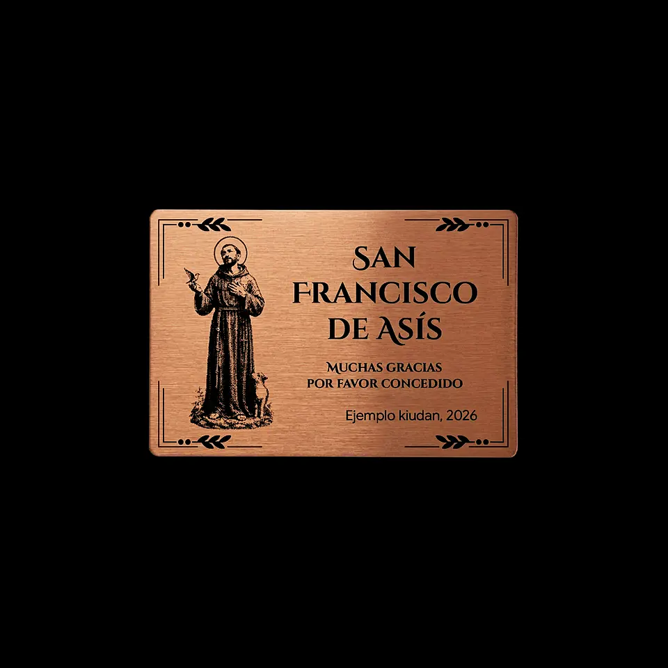 Placa Religiosa de Agradecimiento | San Francisco de Asís 1