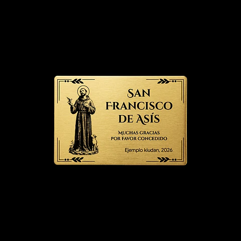 Placa Religiosa de Agradecimiento | San Francisco de Asís