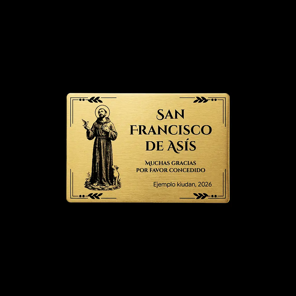 Placa Religiosa de Agradecimiento | San Francisco de Asís 2
