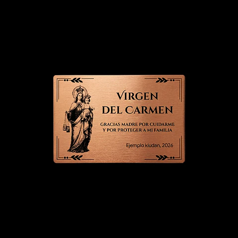 Placa Religiosa de Agradecimiento | Virgen del Carmen