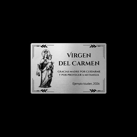 Placa Religiosa de Agradecimiento | Virgen del Carmen