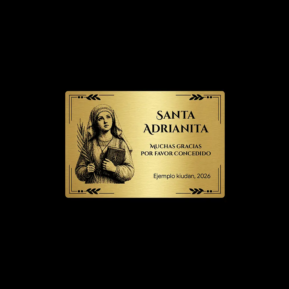 Placa Religiosa de Agradecimiento | Santa Adrianita 3