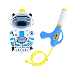 Pistola Agua Con Mochila Robot Blanco Lanza Agua