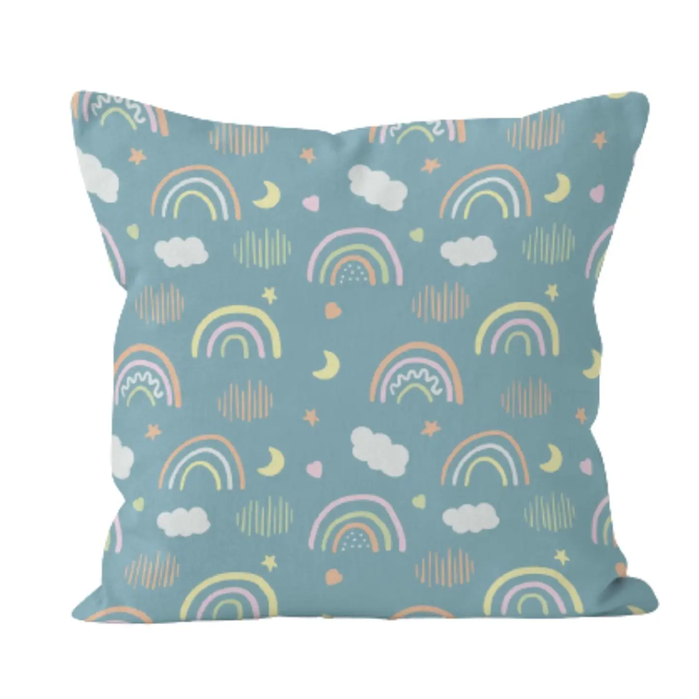 Funda Cojin 45x45 Arcoiris Celeste Lino Poly  1